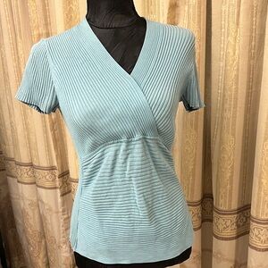 Elegant Blue Ribbed Women's Top